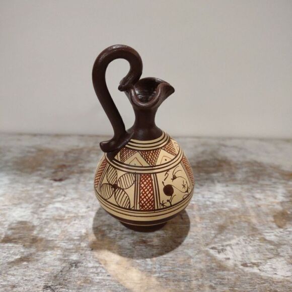 Wood Miniature Vase / Pitcher. Made in Greece - Picture 1 of 4